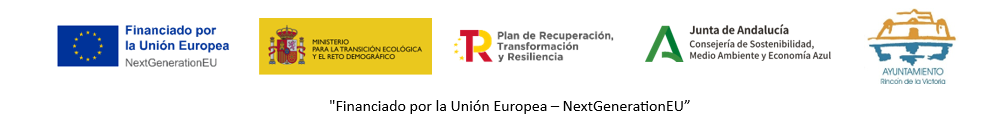 Logos: NextGenerationEU (PRTR), Ministerio, Junta Andalucia y Ayto. de Rincón de la Victoria.