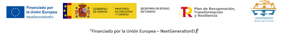 Logos: NextGenerationEU (PRTR), Ministerio de Industria y Turismo, y Ayto. de Rincón de la Victoria.