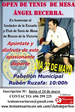 SÁBADO 27 DE MAYO: OPEN DE TENIS DE MESA ÁNGEL BECERRA