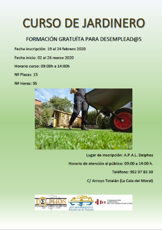 APAL Delphos convoca un Curso gratuito de Jardinería para personas desempleadas de Rincón de la Victoria