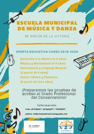 Continúa abierta la convocatoria de plazas para las escuelas municipales de Música, Danza y Teatro de Rincón de la Victoria para el curso 2019-2020