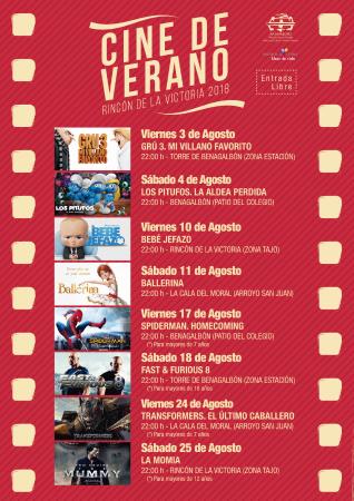 Rincón de la Victoria presenta la programación de `Cine de Verano´ con proyecciones de animación y acción en el mes de agosto