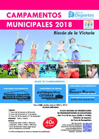 La Concejalía de Deportes abre el plazo de preinscripción de los Campamentos de Verano de Rincón de la Victoria