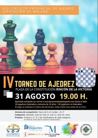 Rincón de la Victoria celebra el IV Torneo de Ajedrez buscando superar el éxito de participación de más del centenar de personas del pasado año