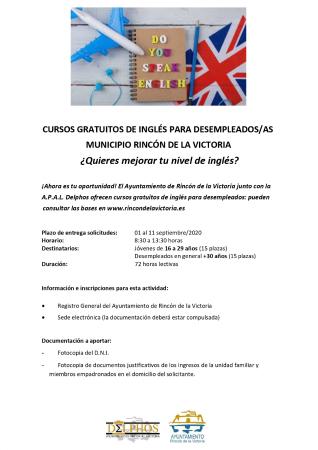 El Ayuntamiento de Rincón de la Victoria convoca 30 becas para cursos de inglés gratuitos dirigidos a desempleados del municipio