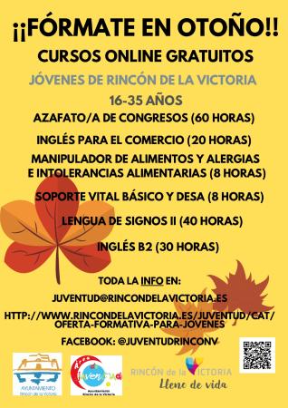 El área de Juventud de Rincón de la Victoria convoca una nueva Oferta Formativa de cursos gratuitos online con 180 plazas