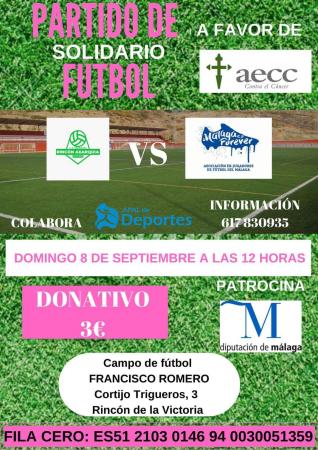 El Club Federativo Rincón-Axarquía Veteranos y Málaga C.F Forever disputarán un partido de fútbol solidario a beneficio de la Asociación Española contra el Cáncer