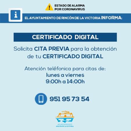 El Ayuntamiento de Rincón de la Victoria habilita un punto de atención al contribuyente bajo cita previa para la obtención del certificado digital