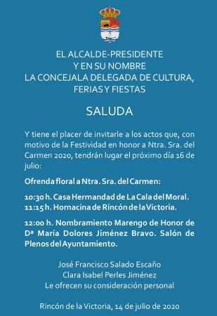 El Ayuntamiento de Rincón de la Victoria nombra a María Dolores Jiménez Bravo como Marenga de Honor por su contribución a la cultura del municipio