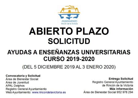 AYUDAS A ENSEÑANZAS UNIVERSITARIAS CURSO 2019-2020