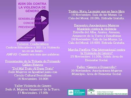 25 de Noviembre Día Internacional contra la Violencia de Género. Programación y cartelería de actos
