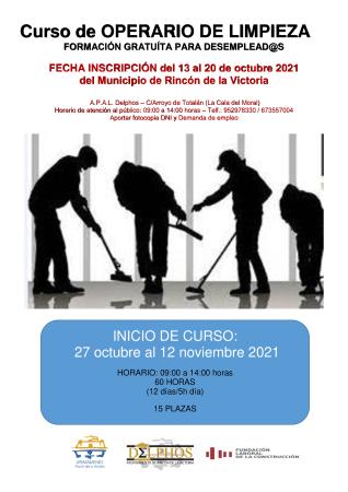 APAL Delphos convoca un curso gratuito de operario de limpieza para personas desempleadas de Rincón de la Victoria