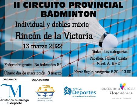 II Circuito Provincial Badminton. Individual y dobles mixto