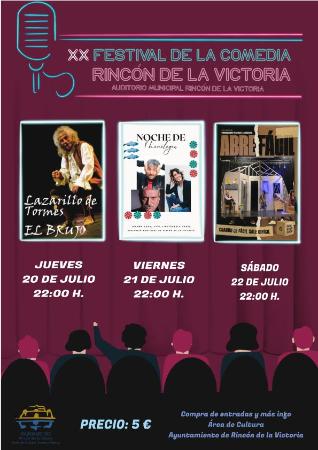 Rincón de la Victoria celebrará su XX Festival de la Comedia del 20 al 22 de julio con tres espectáculos de primer nivel