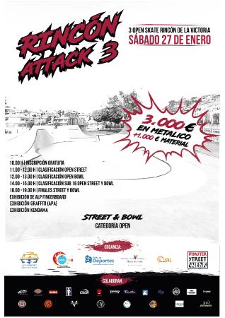 Rincón de la Victoria acogerá la tercera edición del Open Skateboards Rincón Attack el próximo 27 de enero