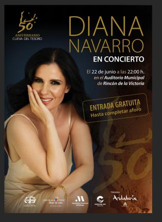 Diana Navarro ofrecerá un concierto en el Auditorio Municipal de Rincón de la Victoria con motivo del 50 aniversario de la Cueva del Tesoro