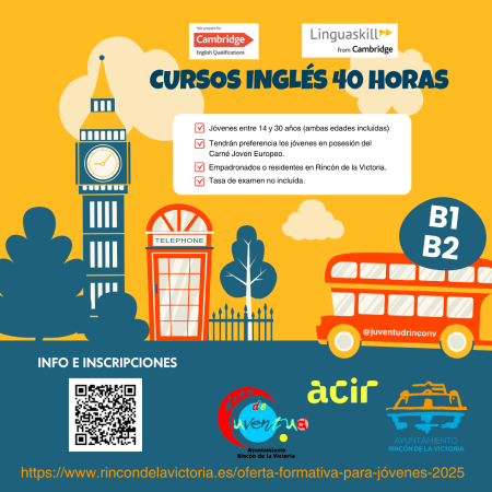 El Área de Juventud de Rincón de la Victoria convoca dos cursos de inglés B1 y B2 gratuitos para jóvenes del municipio